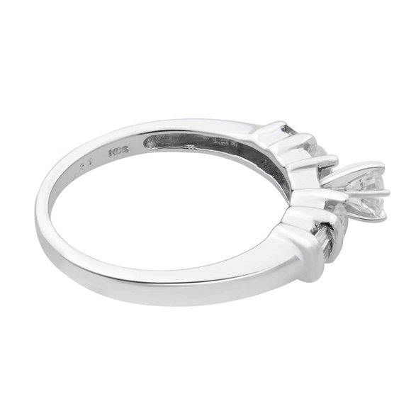 0.50Cttw Round & Baguette Cut Diamond Engagement Ring 14K White Gold Size 7 - Picture 4 of 6